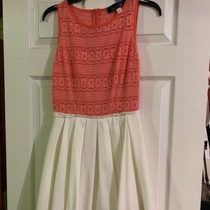 CORAL AND WHITE “A LINE” DRESS!